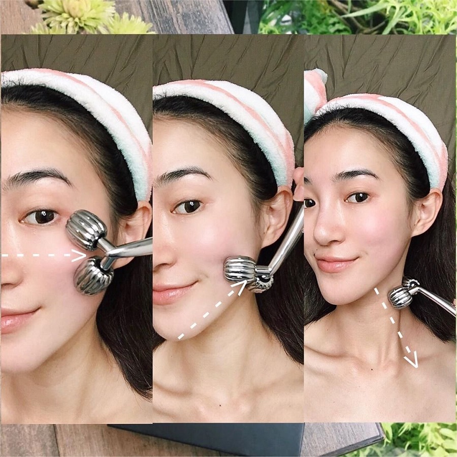 Thanh Lăn Massage, Nâng Cơ Mặt Wellderma Face Lifting Dark Silver Roller