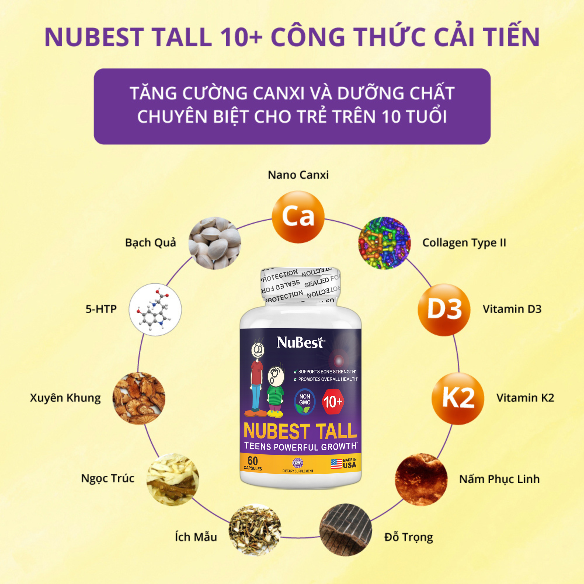 TPBVSK Hỗ Trợ Phát Triển Xương NuBest Tall 10+ cho Trẻ trên 10 Tuổi