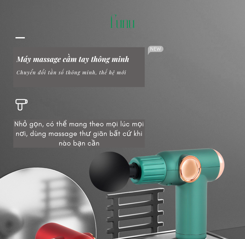 [XẢ LỖ] Máy massage thông minh cầm tay cao cấp 4 đầu, quy định tốc độ rung 6 giai đoạn, hỗ trợ massage chuyên sâu, giảm đau cơ, cứng khớp - Hàng chính hãng