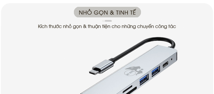 bộ chia cổng usb 3.0, hub type c to hdmi ht sys 6in1