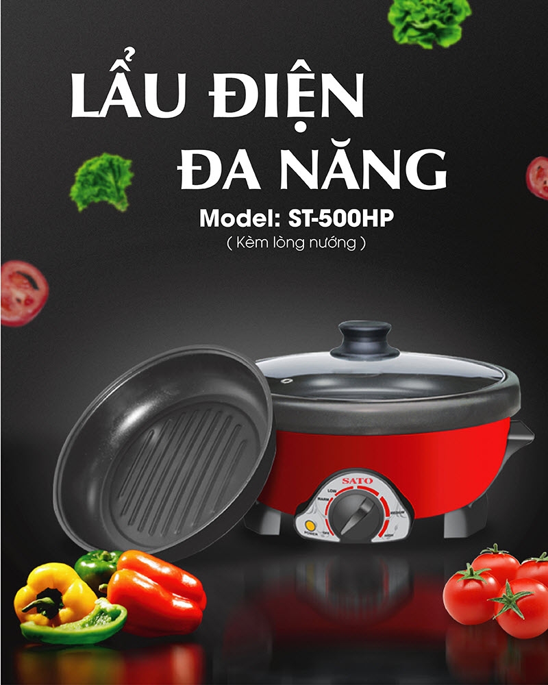Nồi Lẩu Nướng Đa Năng ST-500HP 5L (Tặng lòng nướng) - Hàng chính hãng