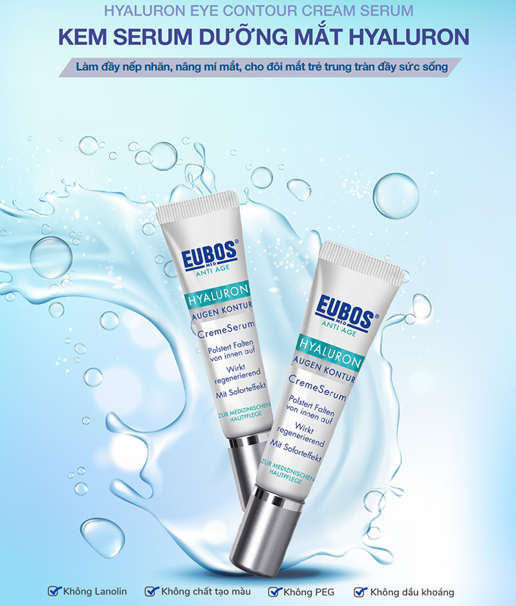 Kem serum chống lão hóa vùng mắt EUBOS anti-age hyaluron eye contour cream serum 15ml
