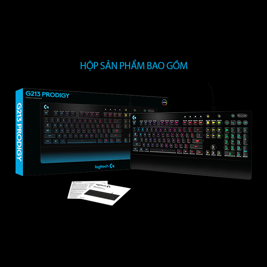 Bàn phím game có dây Logitech G213 Prodigy RGB Lightsync - Hàng chính hãng