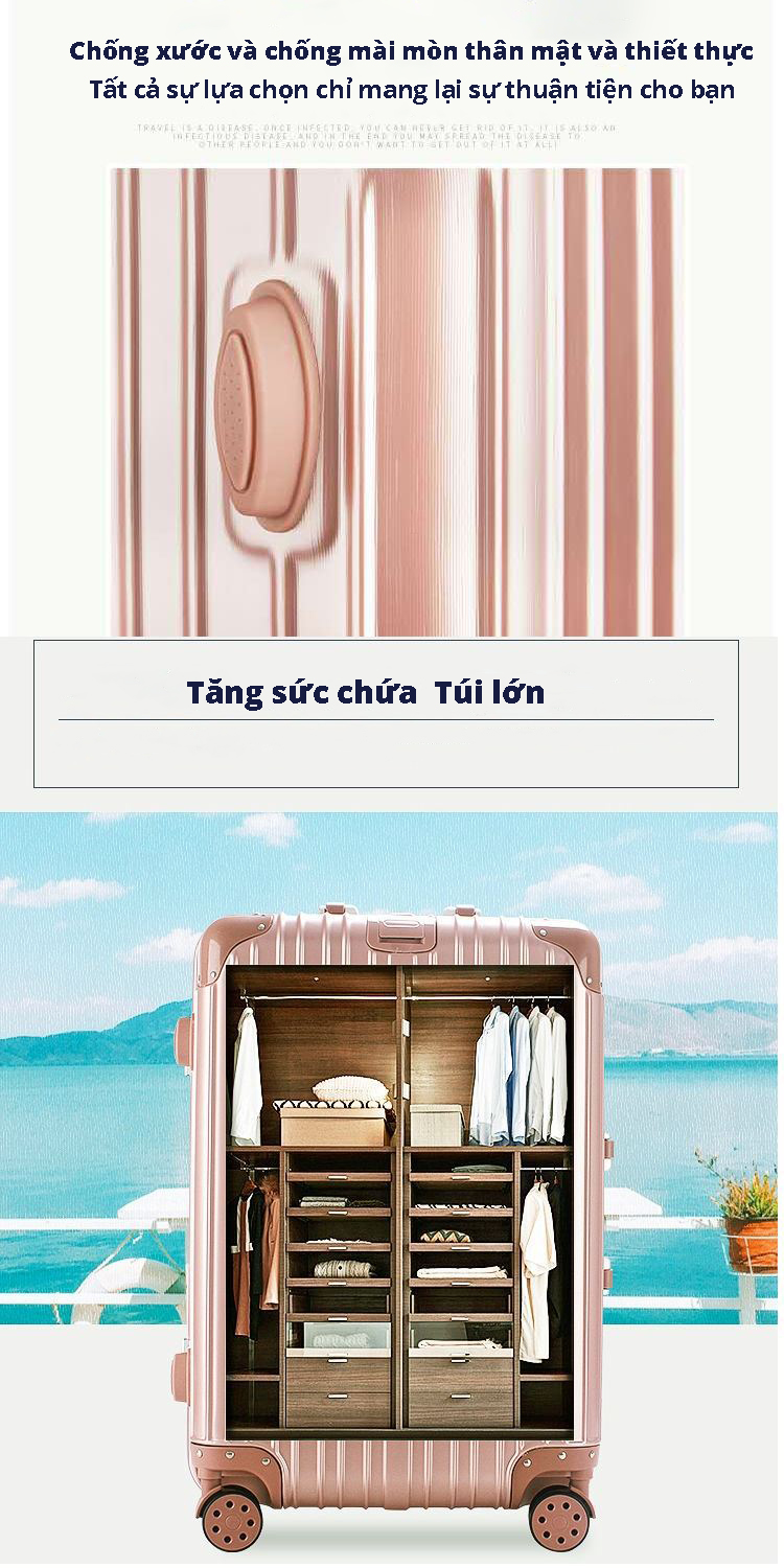 Vali du lịch Sea Choice chất liệu ABS+PC Size 20/24'' có khóa TSA Bánh xe 360° Dây kéo YKK chống nước có 3 màu- Bảo hành 3 năm