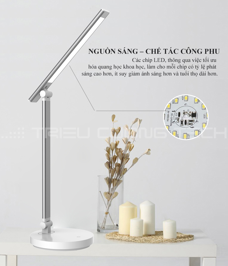 Đèn Led Bàn Đọc Sách Làm Việc Chống Cận - Cảm Ứng - Hỗ Trợ Sạc Không Dây - Điều Chỉnh Vùng Ánh Sáng Cho Sinh Viên - Học Sinh - Văn Phòng - Hàng Chính Hãng