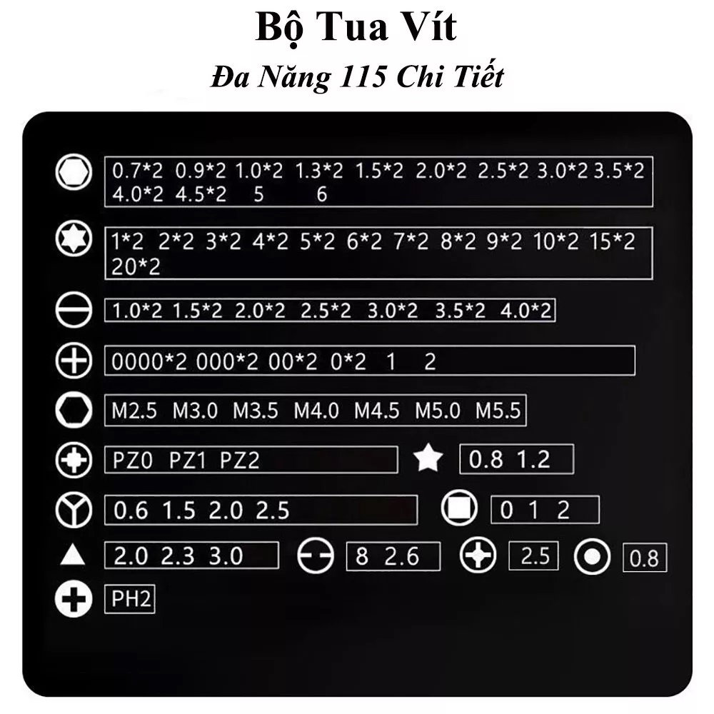 [Có sẵn] Bộ tua vít từ tính 115 trong 1 sửa điện thoại, laptop, PC chuyên nghiệp tiện lợi
