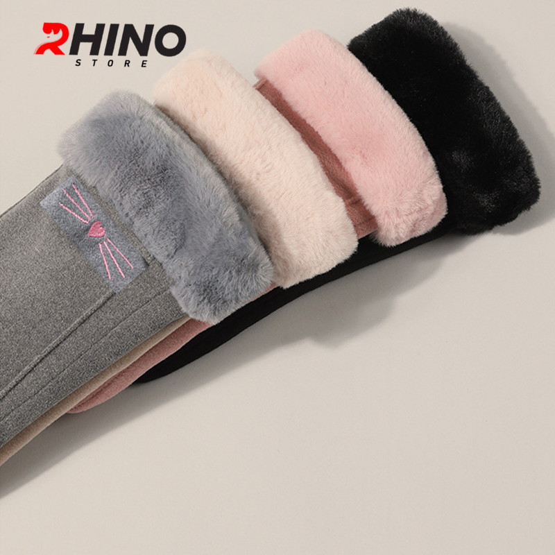 Găng tay nữ da lộn lót lông giữ ấm, chống gió Rhino G902 cảm ứng điện thoại, đi xe máy freesize