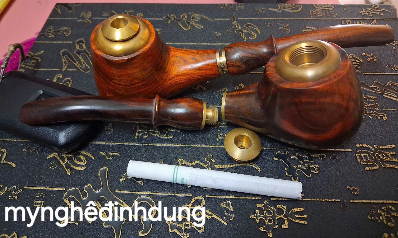 Tẩu hút thuốc gỗ trắc đỏ đen kt 4.5×17.5cm