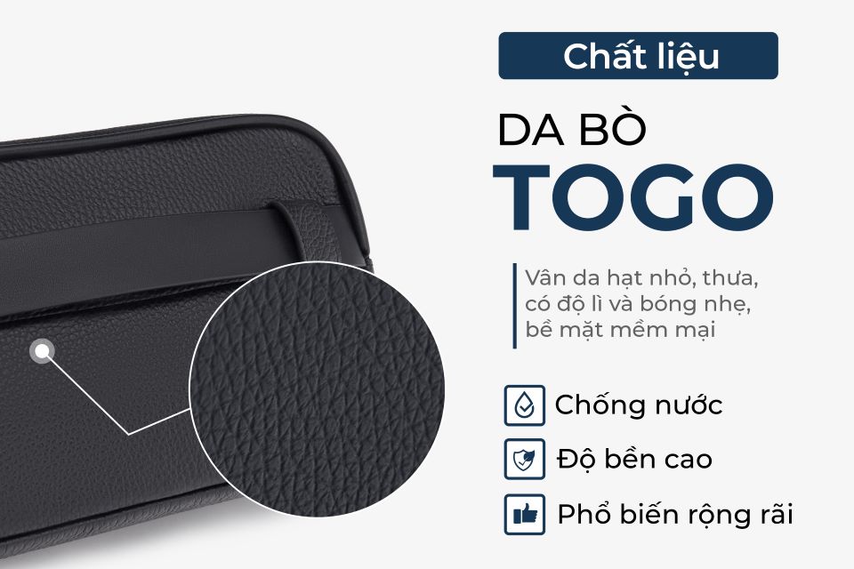 Clutch Đeo Chéo Ví Nam Cầm Tay GENCE RB08 Da Bò Khóa Vân Tay Cao Cấp Màu Đen