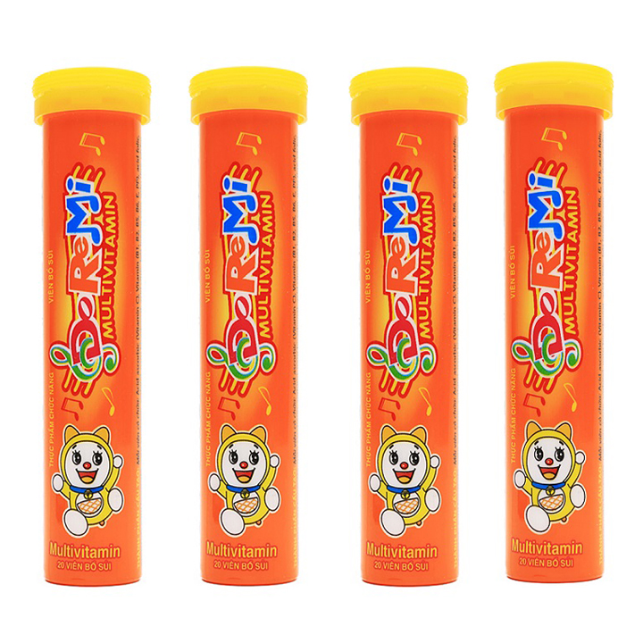 COMBO 4 tuýp sủi Doremi Multivitamin bổ sung Vitamin C, giúp tăng sức đề kháng, phục hồi sức khỏe