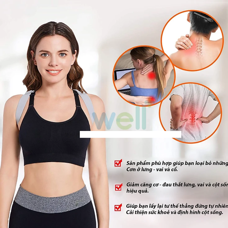 Đai Chống Gù Lưng Có Rung Cảm Biến Ba Chiều Nhắc Nhở Sửa Tư Thế Thông Minh - Nẹp Lưng Chống Gù Cho Trẻ Em và người lớn