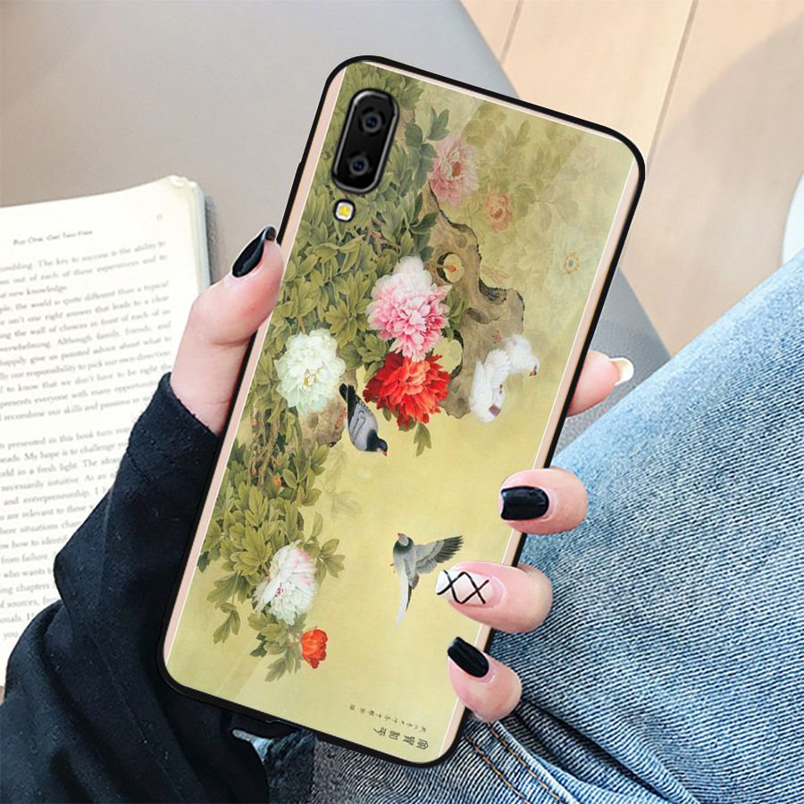 Ốp điện thoại kính cường lực cho máy Samsung Galaxy A50 - mẫu đơn MS MAUDON019