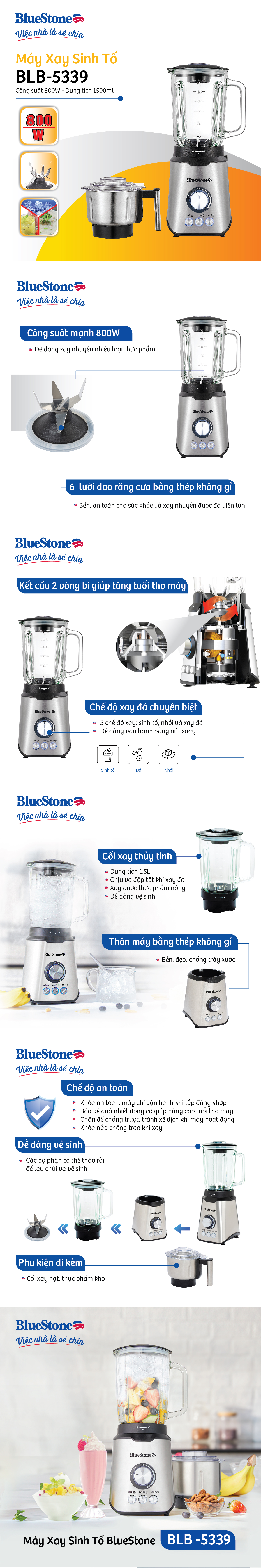 Máy xay sinh tố BlueStone BLB-5339 - Hàng Chính Hãng
