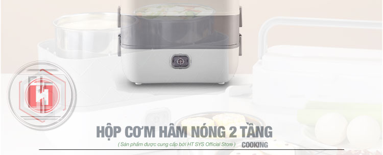 Hộp Cơm Điện HT SYS - BUCOOK DFHC02 - 2 Lít 2 Tầng 4 Ngăn  Có Thể Nấu Và Hâm Nóng Thức Ăn, Ruột Bằng Inox 304 - Hàng Chính Hãng