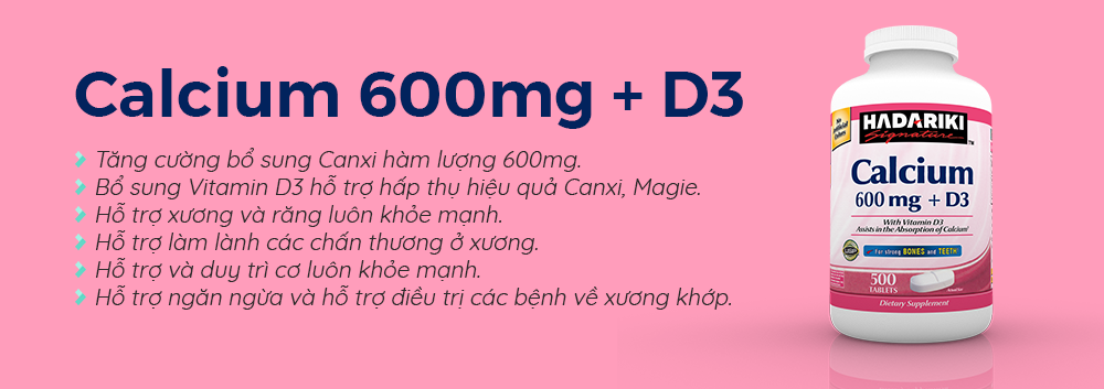 Thực phẩm chức năng bổ xương khớp Hadariki Calcium 600mg With Vitamin D3 (Mẫu mới 2019)