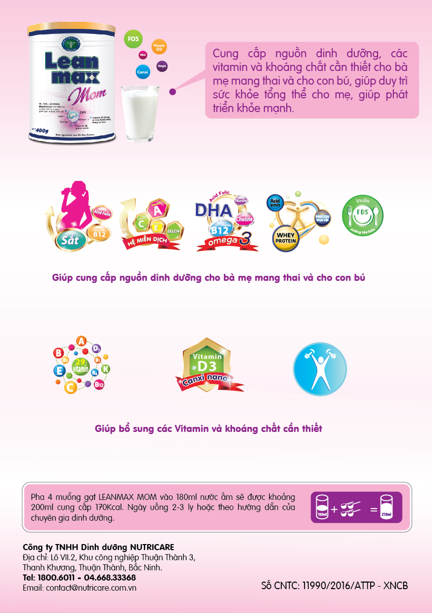 Sữa Lean Max Nutricare Mom Dinh Dưỡng Cho Người Mang Thai