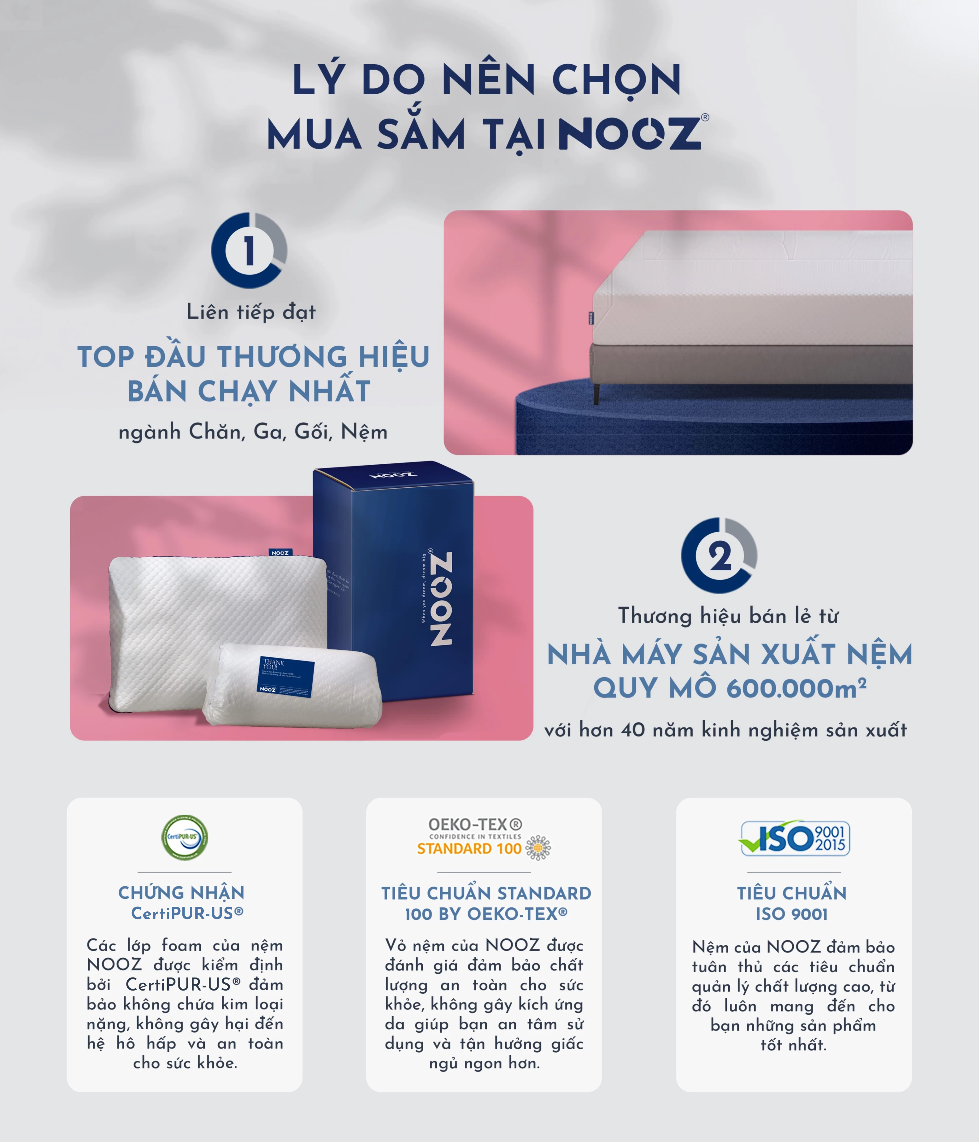 Nệm Foam Comfy Latex NOOZ Home Goods Mattress Đệm Đạt Chuẩn CertiPUR-US Kết Hợp Tầng Than Hoạt Tính