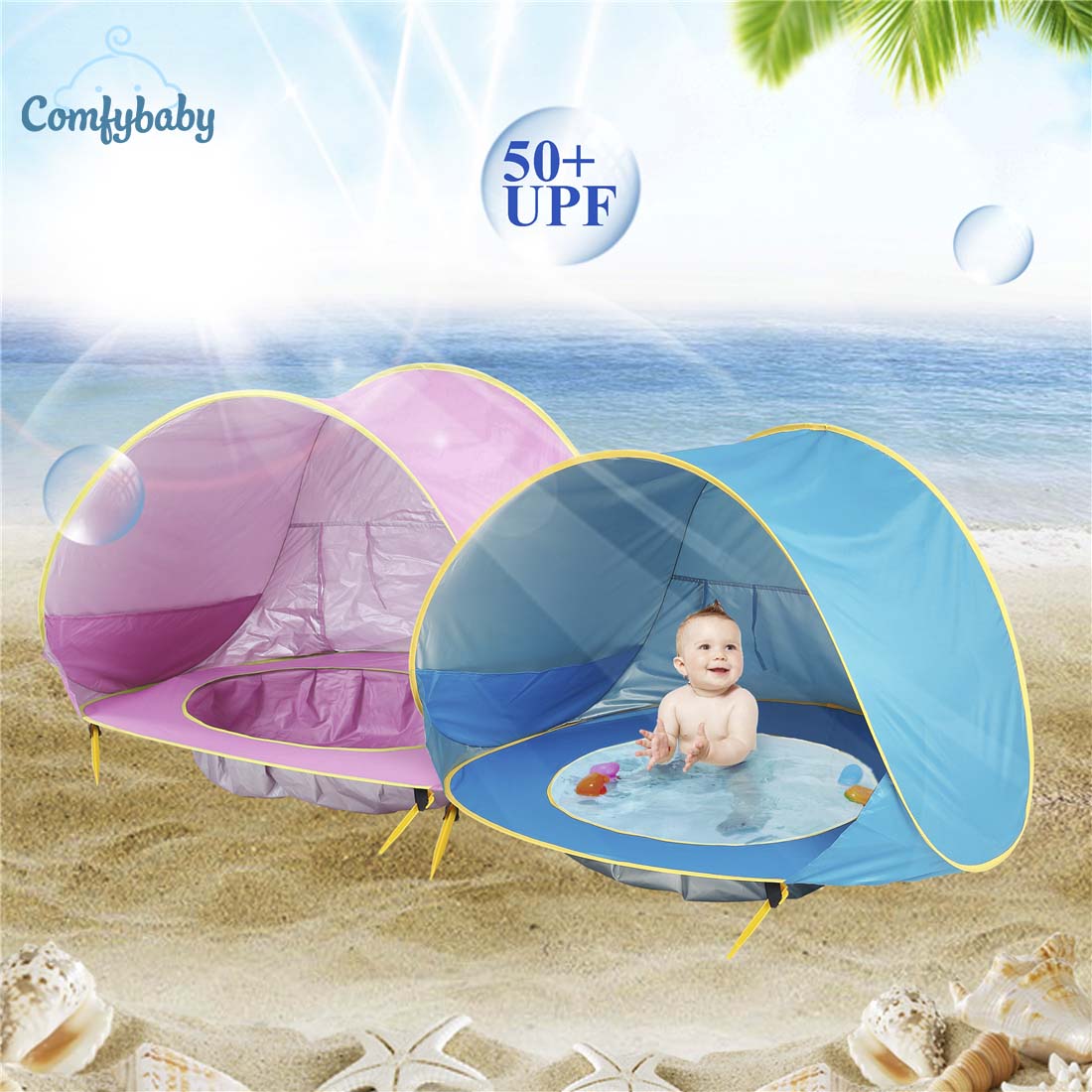 Lều đi biển che nắng cho bé Chống tia UV 50+ 4babies - Comfybaby - PQ122 - đồ chơi bãi biển - tặng quà tặng xinh xắn 1