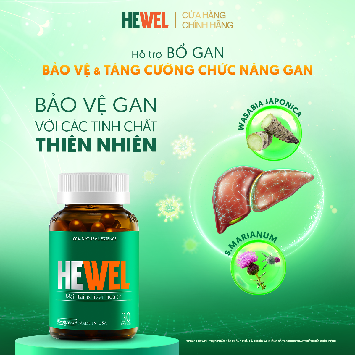 [Tặng Qik Hair Nam 15v] Combo 4 Hộp 30v -  Viên Uống Bổ Gan Hewel Ecogreen – Giải Độc Gan Mát Gan, Hỗ Trợ Tiêu Hóa