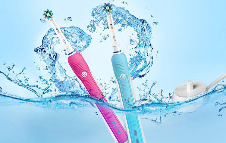 Braun Oro B Pro600 electric toothbrush love gift box (blue + pink two-pack) (new and old packaging random delivery)