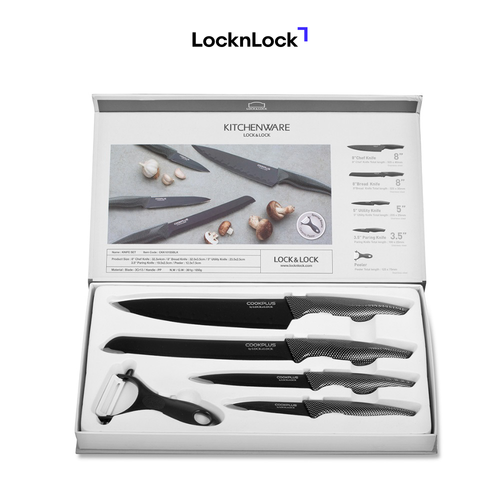 Bộ Dao Nhà Bếp 5 Món Cookplus Lock&Lock CKK101S5BLK