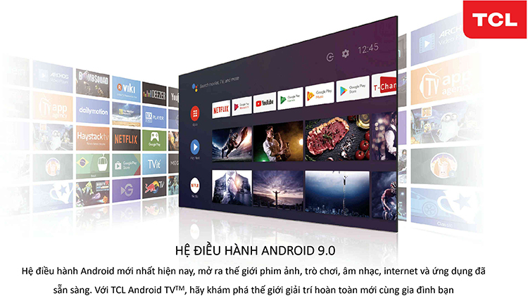 Android Tivi TCL 4K 43 inch 43P618 - hệ điều hành Android 9.0