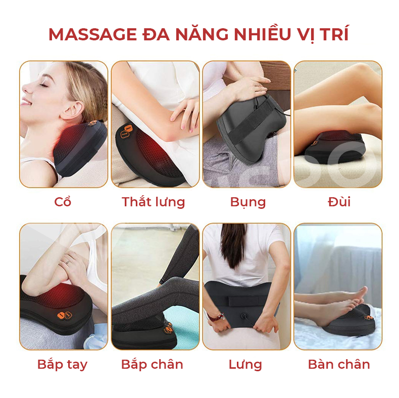 Gối Massage Nhiệt Hồng Ngoại VISPO VP-G23 - 4 Bi Xoay Chuyên Dùng Cho Cổ, Vai, Gáy, Thắt Lưng Sử Dụng Tại Nhà, Văn Phòng Hoặc Trên Ô tô