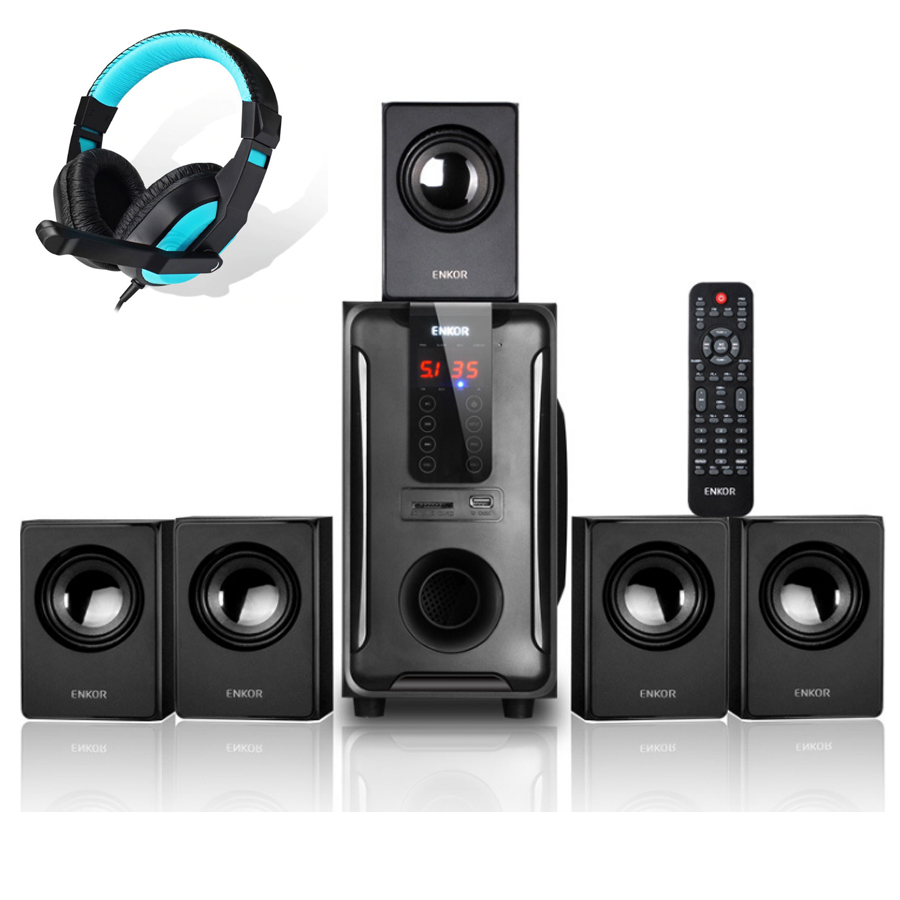 Combo Dàn Loa Gia Đình Cao Cấp 5.1 H3811B Kết Nối 3.5mm/Bluetooth/USB/SD card/Radio + Tặng Tai Nghe Chụp Tai