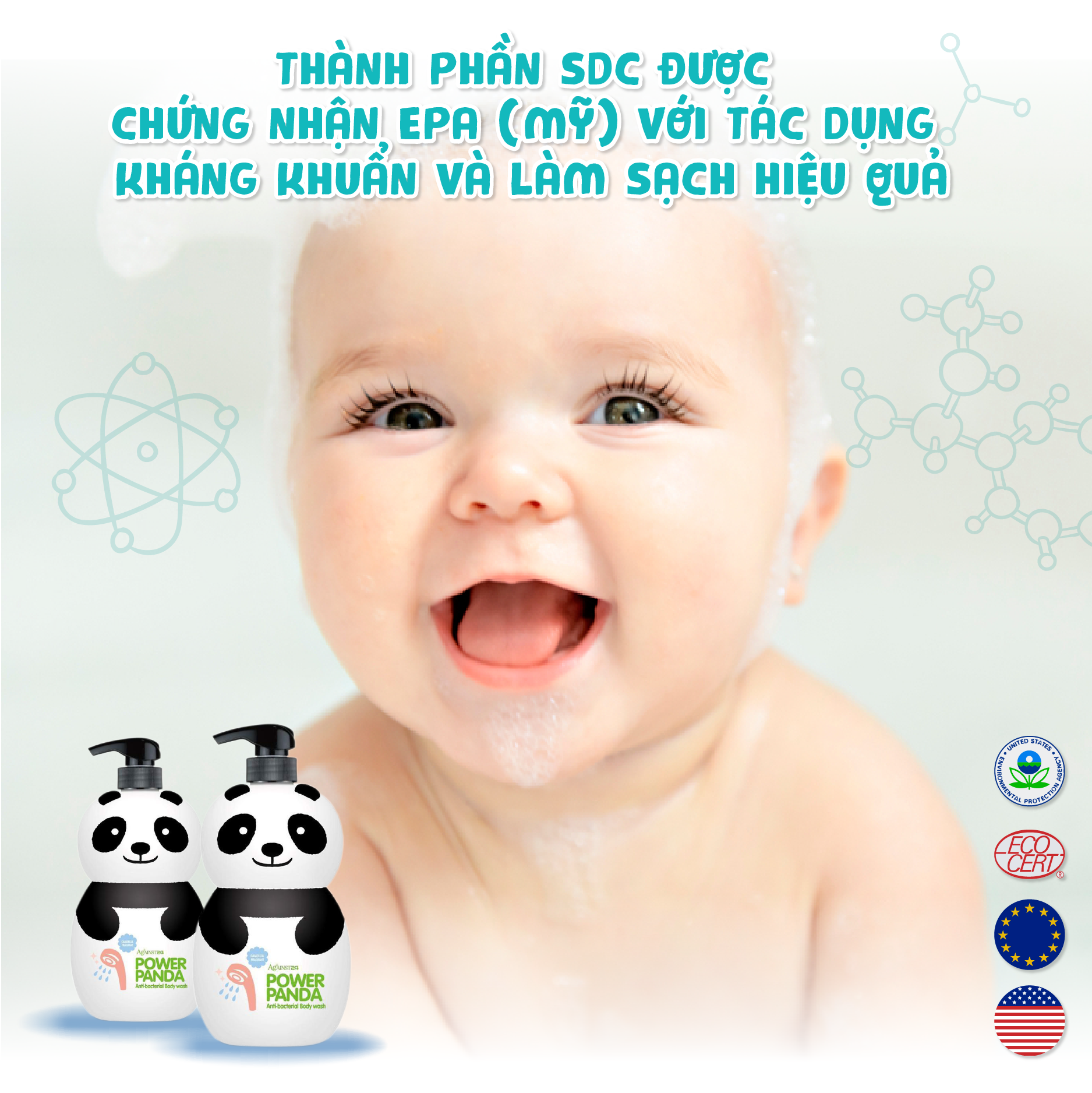 Sữa tắm DƯỠNG ẨM gia đình Power Panda 1000ml KHÁNG KHUẨN (DÙNG ĐƯỢC CHO TRẺ SƠ SINH) 6