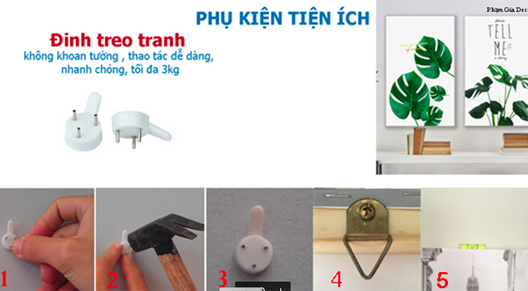 Bộ 3 Tranh Canvas - Tặng Kèm Đinh Treo Tranh Chuyên Dụng - Khung Hình Phạm Gia PG1
