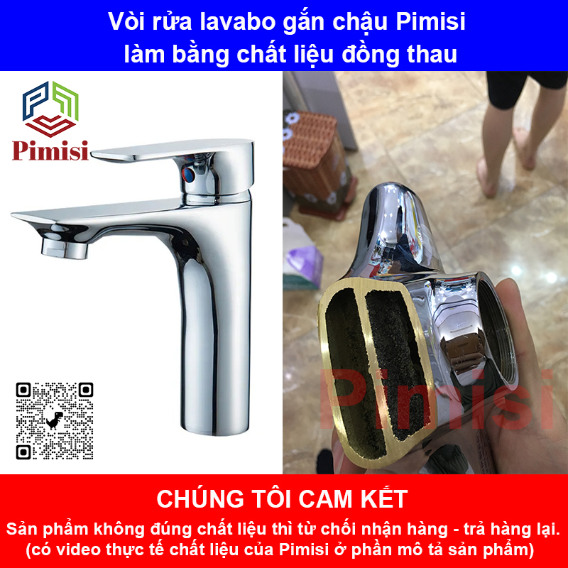 Vòi chậu lavabo Pimisi PV-306C-1 làm từ chất liệu đồng thau