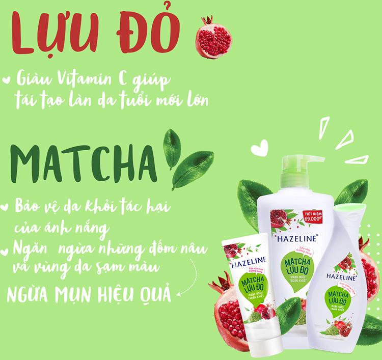 Sữa Tắm Dưỡng Sáng Da Hazeline Matcha Lựu Đỏ 67146043 (1200g)