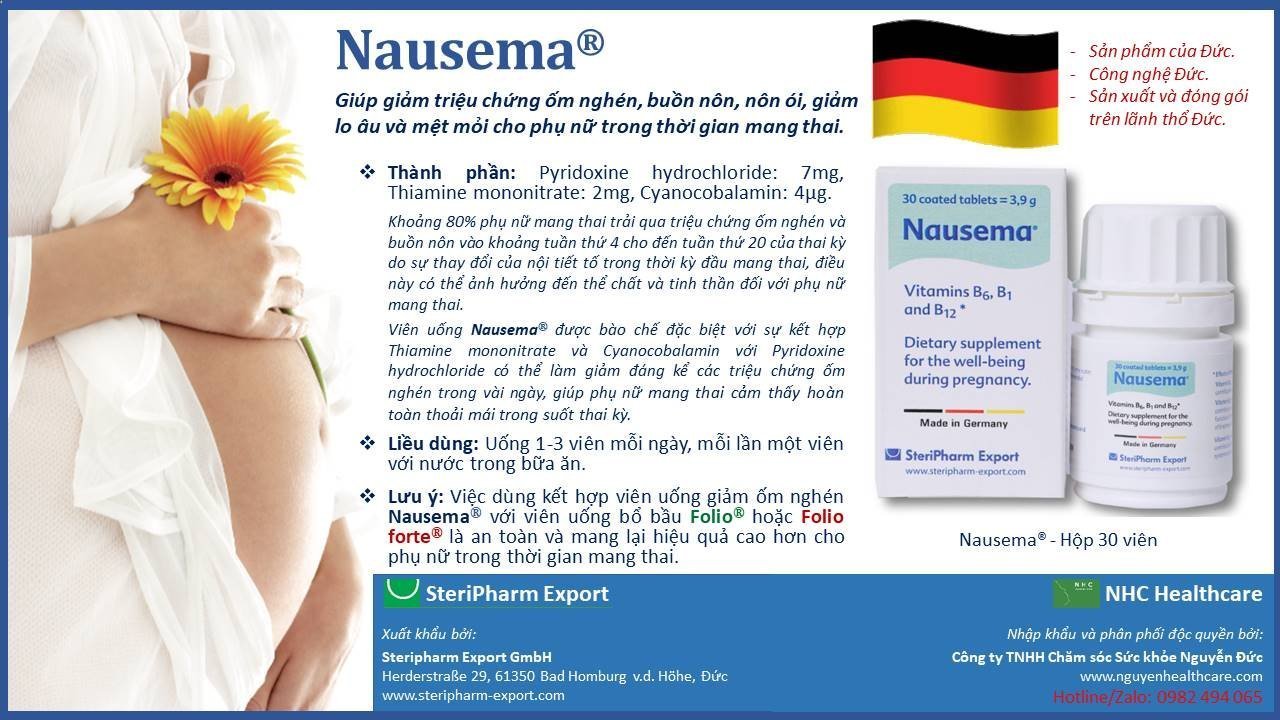 viên uống chống ốm nghén nausema hộp 30 viên giúp giảm buồn nôn , mệt mỏi cho phụ nữ trong thời kỳ mang thai 2