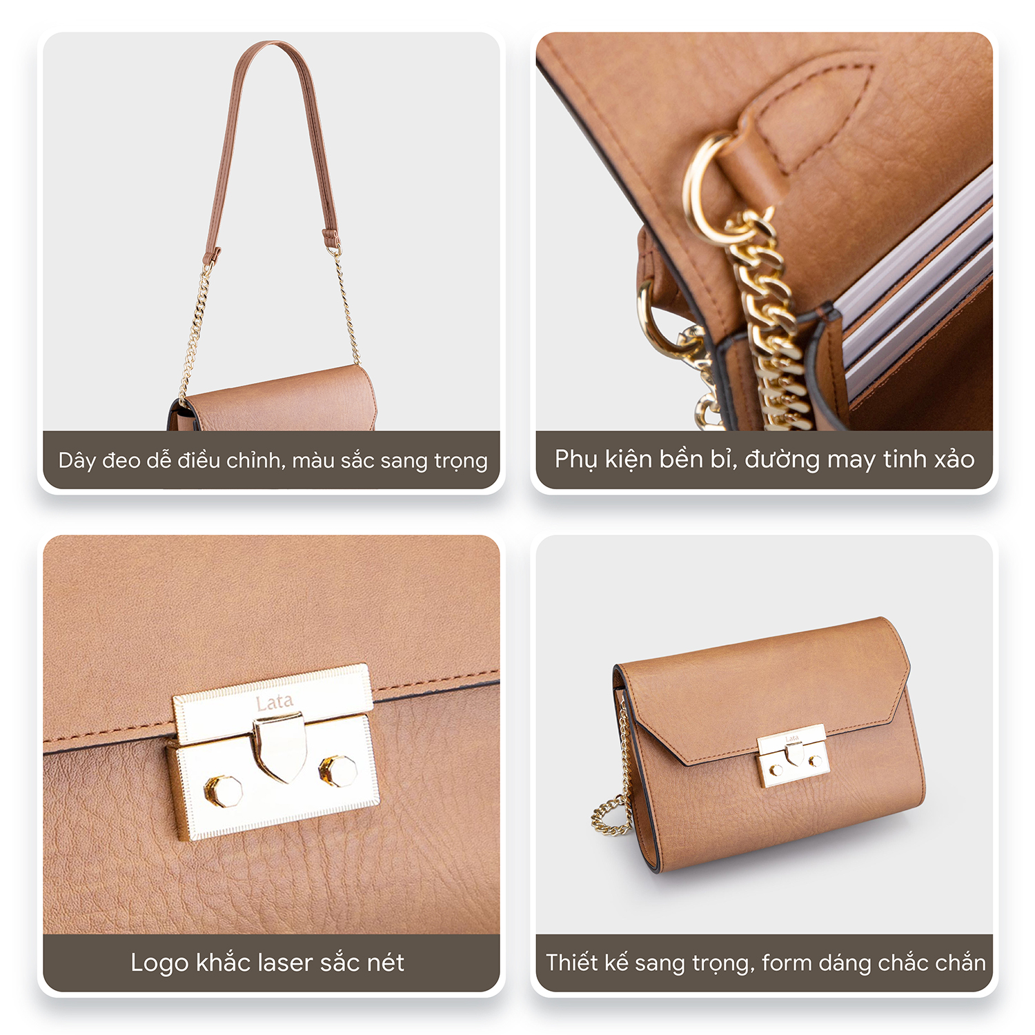 Túi Lata ( Thời trang nữ đi chơi size 20 - Túi đeo chéo da  HN100 )