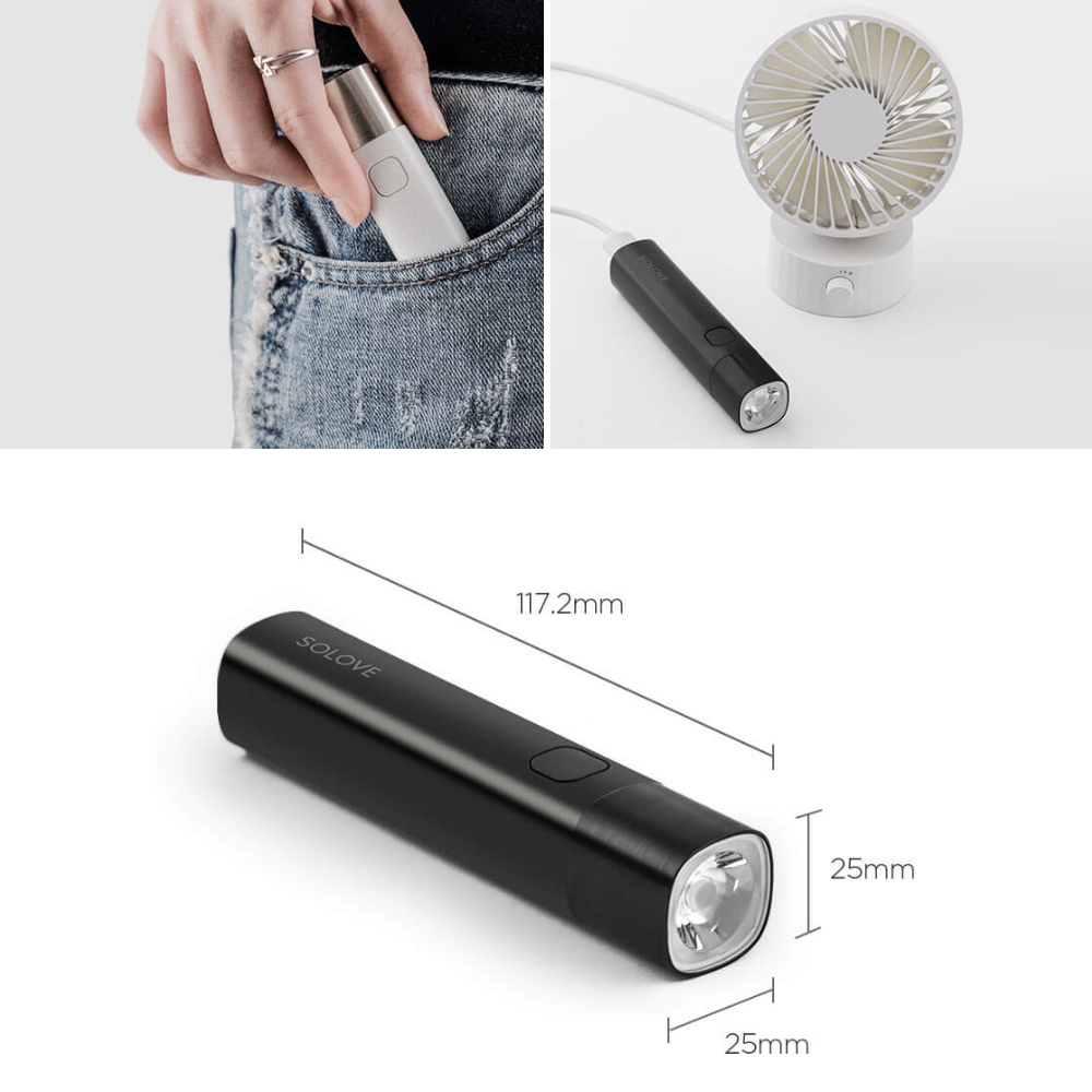 Pin Dự Phòng Kèm Đèn Pin LED Mini Xiaomi SOLOVE E3 (3000mAh)