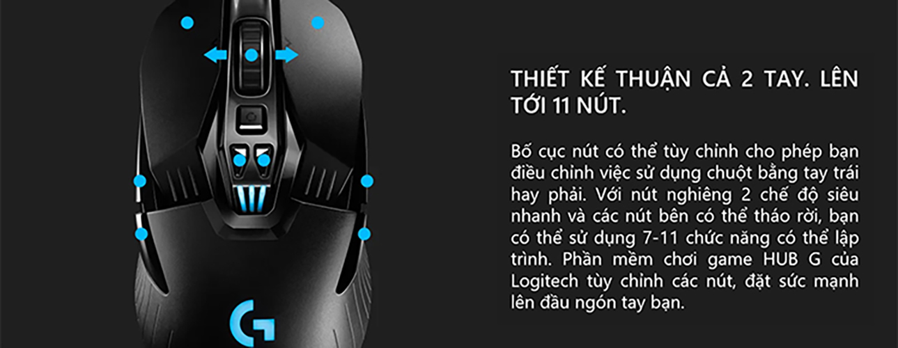 Chuột game không dây Lightspeed RGB Logitech G903 - Cảm biến Hero 25k, pin sạc 140h+, thiết kế thuận cả 2 tay, pin 180h, PC/Mac - Hàng chính hãng