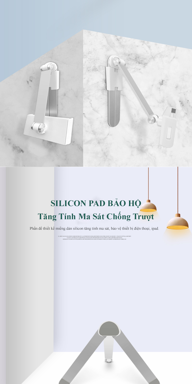 Giá Đỡ Điện Thoại Máy Tính Bảng (4-12 inches) Đề Bàn Hoặc Treo Tường Hợp Kim Nhôm Nguyên Khối Cao Cấp – Gấp Gọn Tiện Lợi – Hàng Chính Hãng