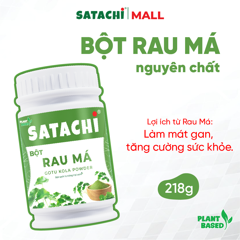 Bột Rau Má Nguyên Chất SATACHI – 100% rau má tươi, không đường – Hộp 68g & 218g
