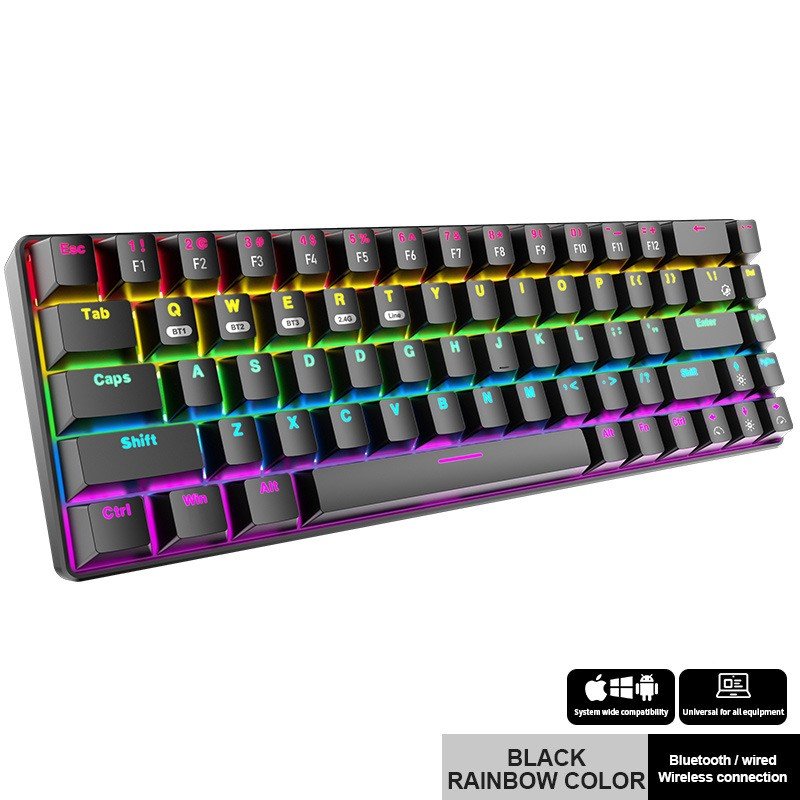 Review Bàn Phím Cơ không dây mini Đa kết nối RF68 Gaming cho máy tính