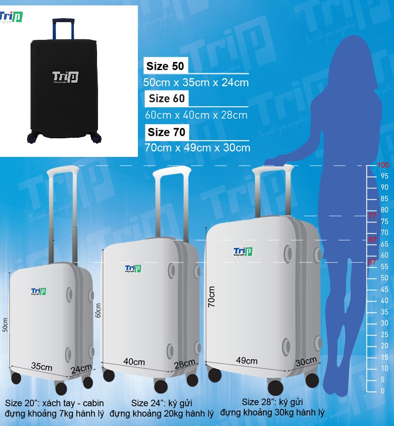 Áo Trùm Vali Vải Dù Trip ATVDC