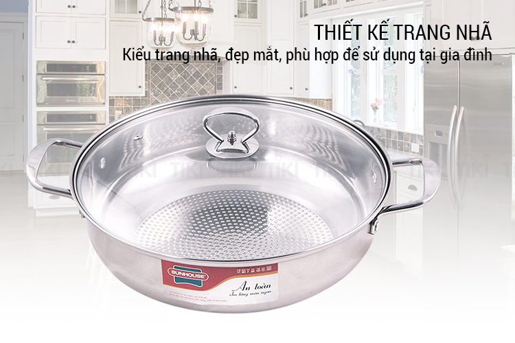Nồi Lẩu Inox Vung Kính Sunhouse SHGP30G
