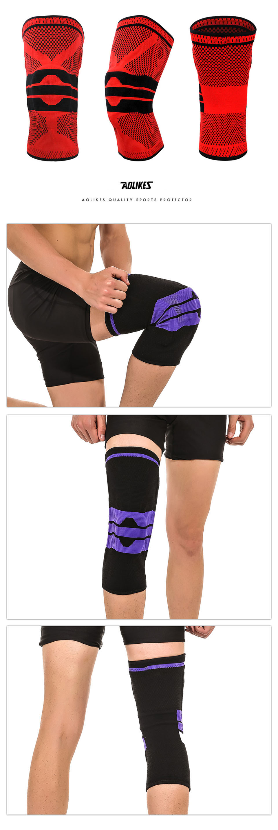 Đai Bảo Vệ Đầu Gối Hỗ Trợ Phục Hồi Dây Chằng Xương Khớp Sport Knee Protector AOLIKES YE-7221