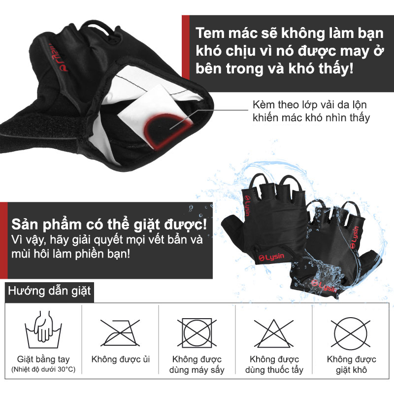 Lysin - găng tay tập gym, thể dục, xe đạp, câu cá, tập tạ, chống trượt bảo vệ lòng bàn tay chính hãng Nhật