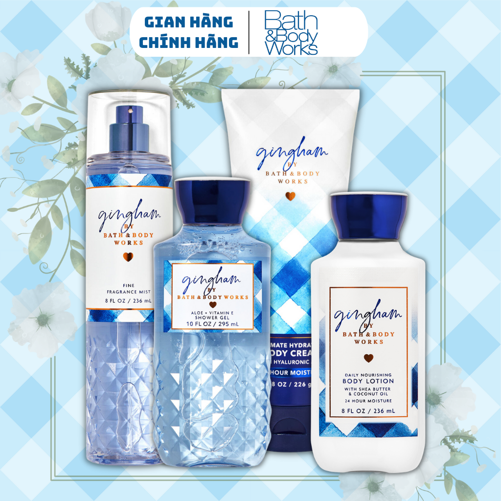 Body Mist Bath And Body Works Nam Nữ Chính Hãng Gingham, Xịt Thơm Body Toàn Thân Hương Nước Hoa 236ml