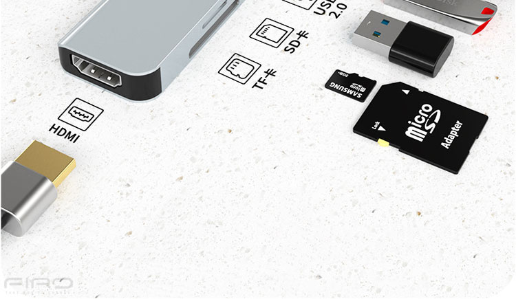 Hub Type-C To HDMI 6in1 FIRO - HUB Type C FIRO - HUB USB 3.0 FIRO