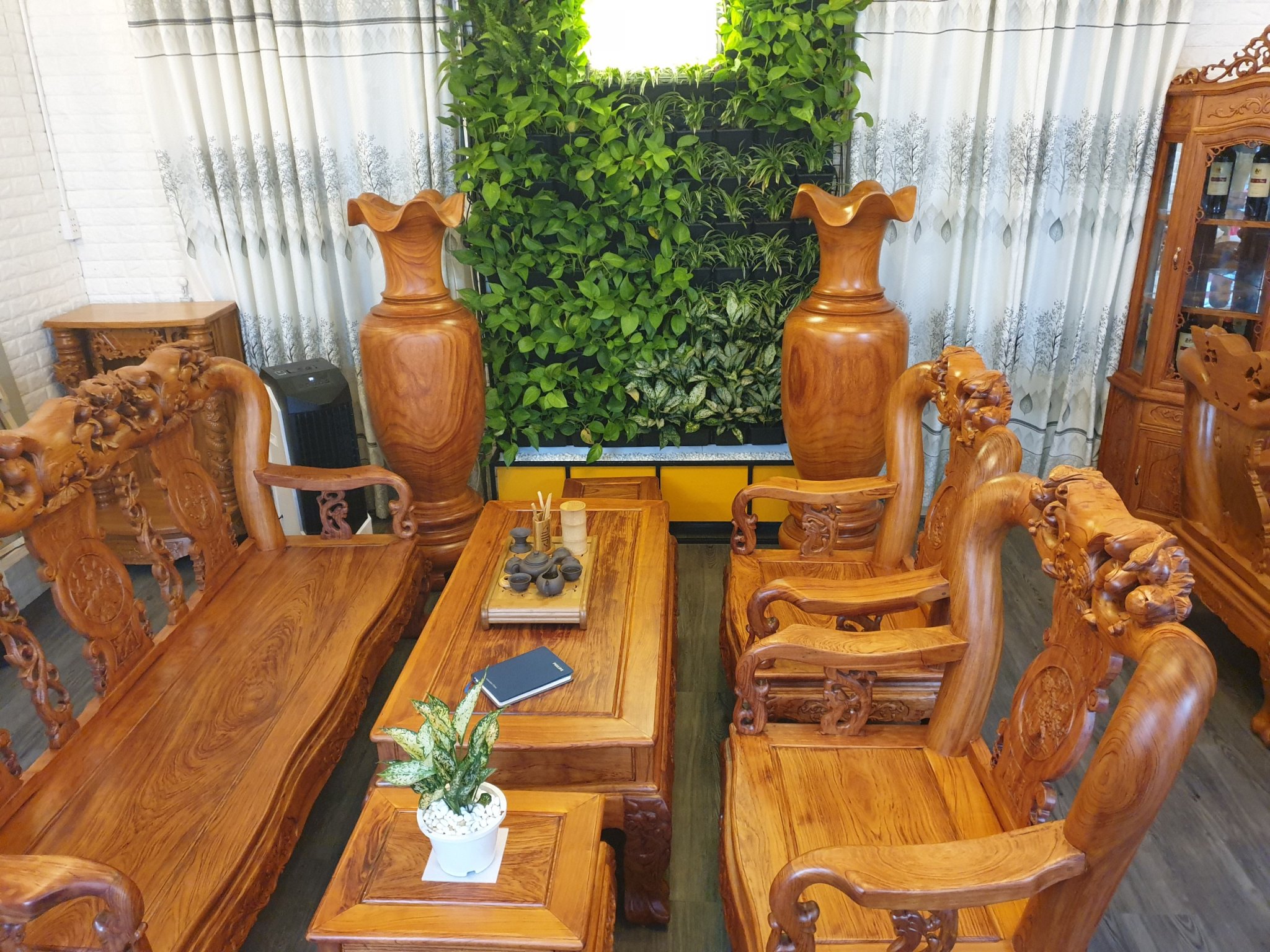 bộ sofa gỗ hương đá