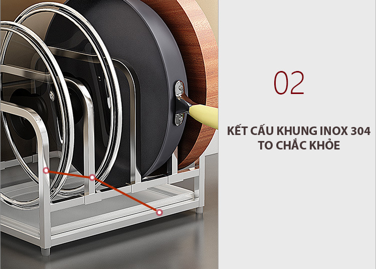 kệ dắt dao thớt inox 304 màu trắng để bàn