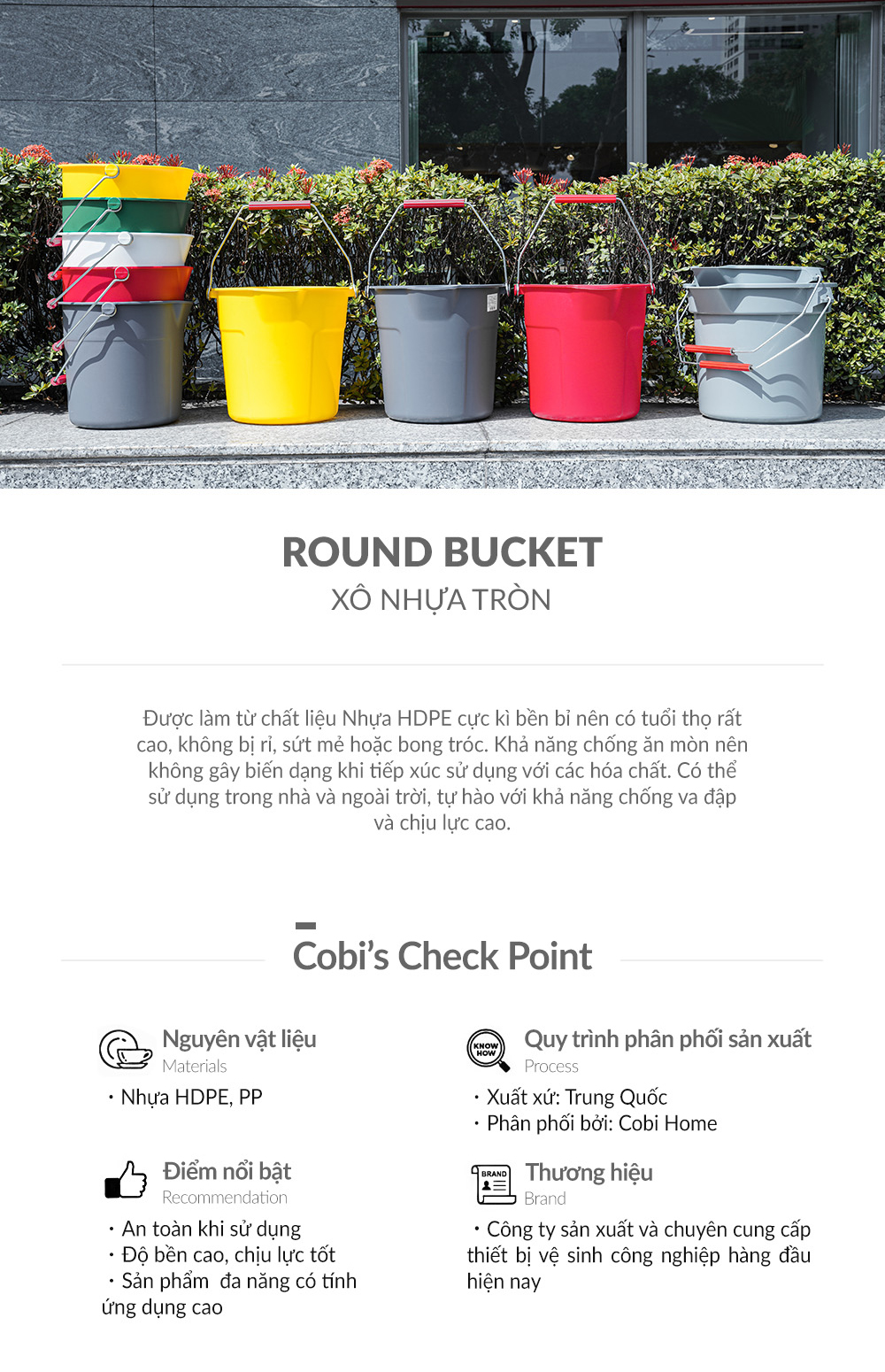 Xô nhựa tròn 10L TRUST nhiều màu