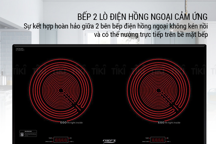 Bếp Âm Hồng Ngoại Đôi Chef's EH-DHL321 (72cm - 3400W) - Hàng Chính Hãng