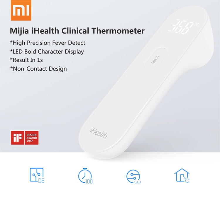 Xiaomi Mijia iHealth Clinical Fever Thermometer LED Check in 1s Rafraichometer